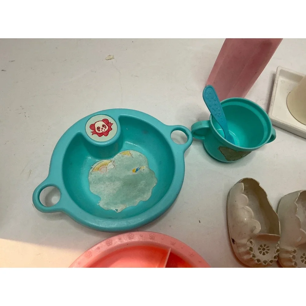 Mattel Shillman Vintage 80s Doll Accessories Toy Kitchen Feeding Lot Mixed‎ Set